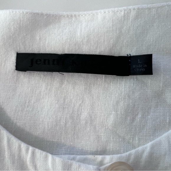Jenni Kayne  Day Linen Midi-Dress Button Front Short Sleeves in White Sz L - Picture 6 of 9